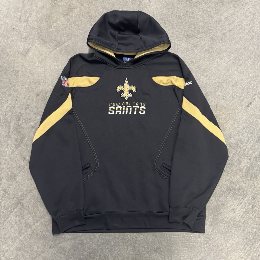 Men's  New Orleans Saints Hoodie Reebok NFL Black Gold Vintage Y2K XL